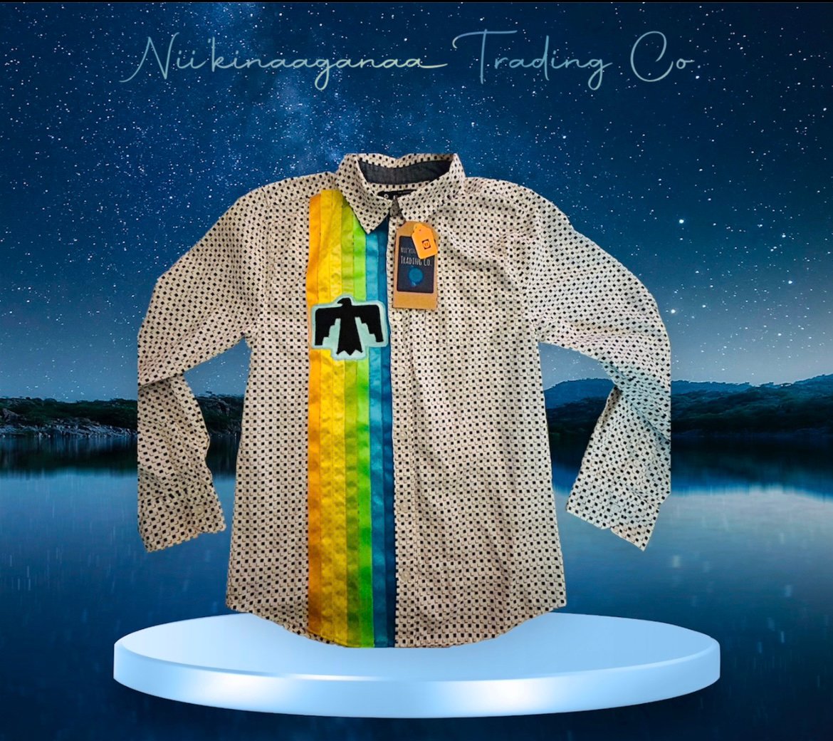柿乃葉 ensou. Childish Ribbon Shirt Boys Contemporary Ribbon Shirt - Nii'kinaaganaa Trading Co.