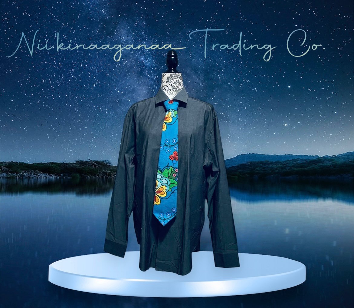 Cotton Poplin Necktie - Nii’kinaaganaa Trading Co.