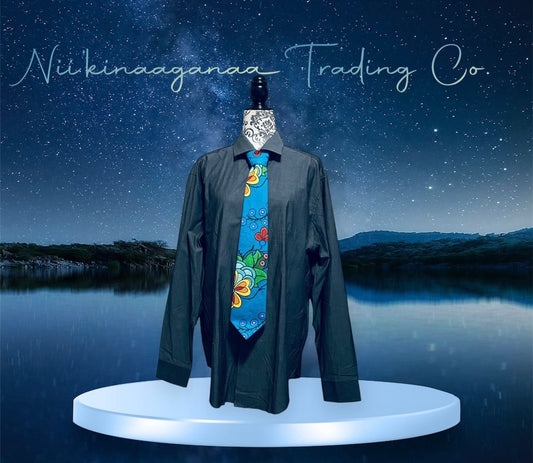 Cotton Poplin Necktie - Nii’kinaaganaa Trading Co.