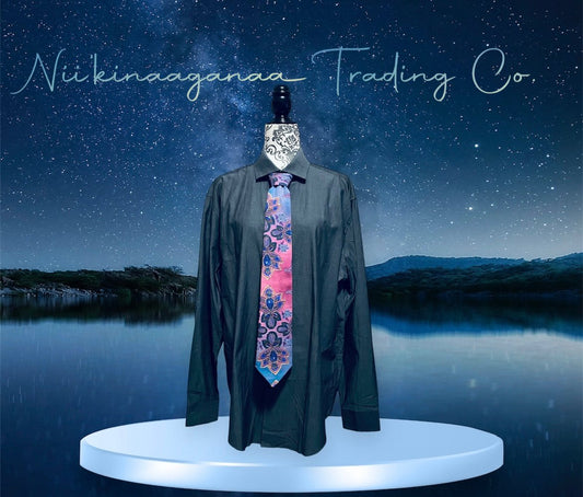 Cotton Poplin Necktie - Nii’kinaaganaa Trading Co.