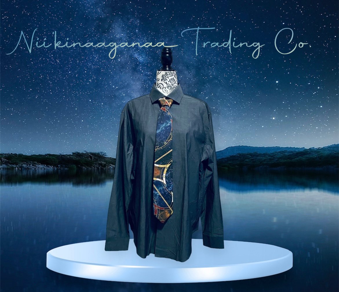 Cotton Poplin Necktie - Nii’kinaaganaa Trading Co.