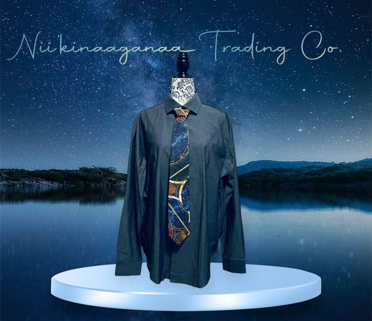 Cotton Poplin Necktie - Nii’kinaaganaa Trading Co.