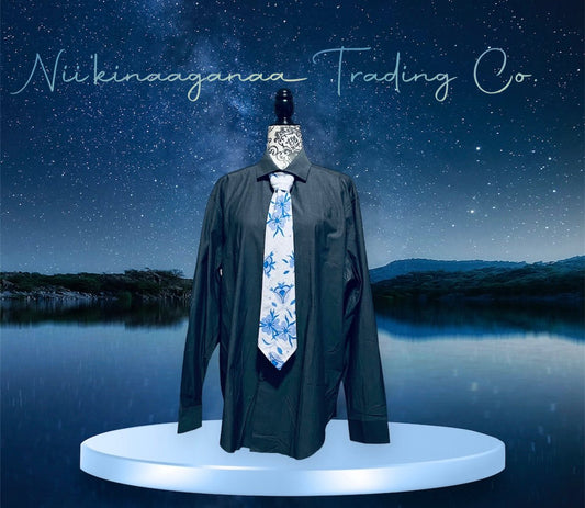 Cotton Poplin Necktie - Nii’kinaaganaa Trading Co.