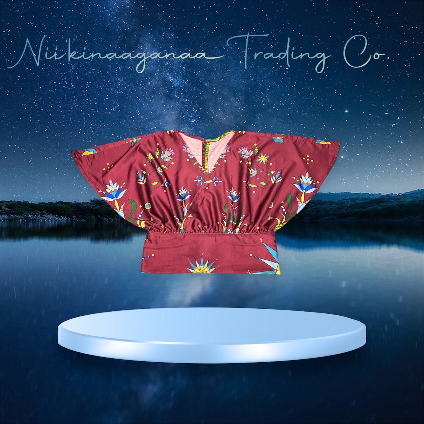 Women’s Satin Butterfly Sleeve Top - Nii’kinaaganaa Trading Co.
