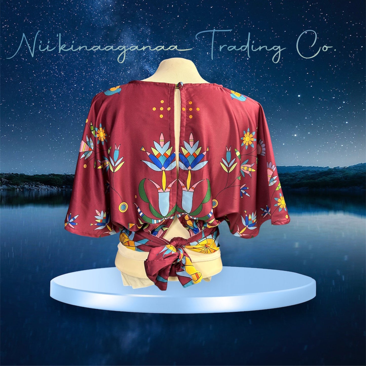 Women’s Satin Butterfly Sleeve Top - Nii’kinaaganaa Trading Co.