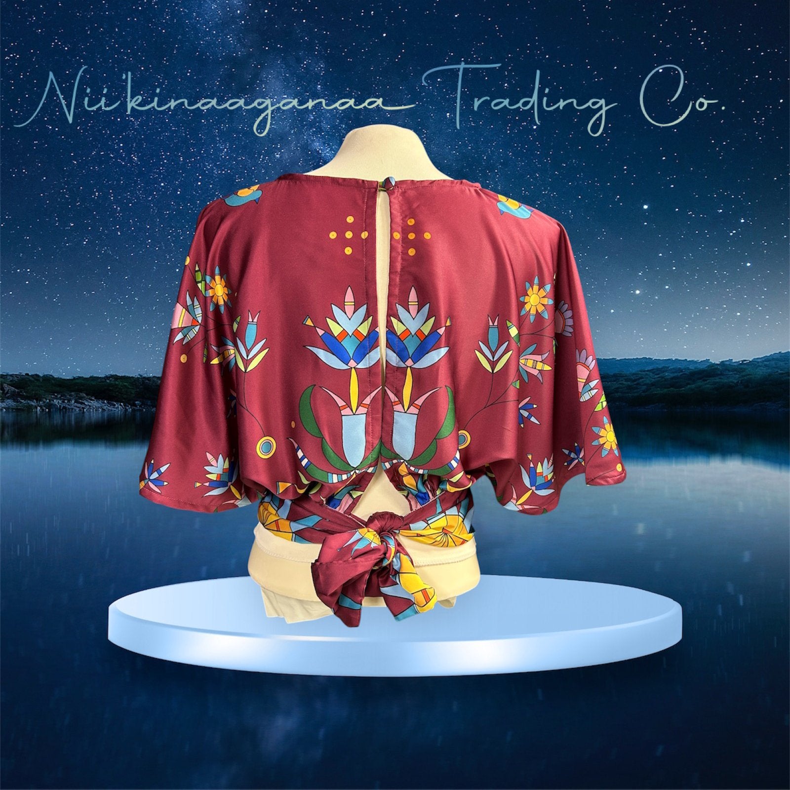 Women’s Satin Butterfly Sleeve Top - Nii’kinaaganaa Trading Co.