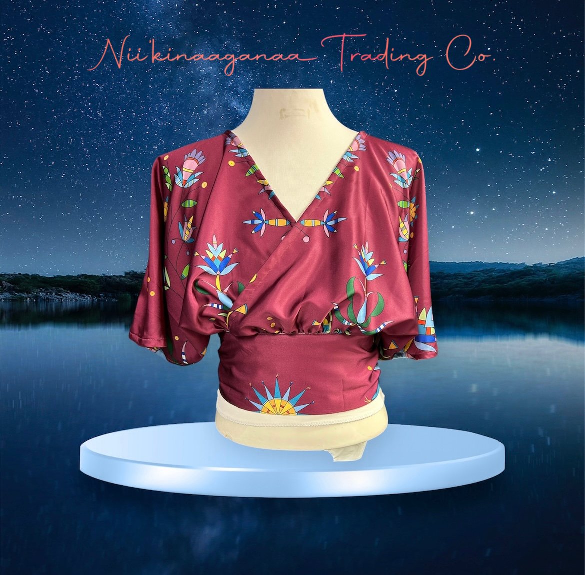 Women’s Satin Butterfly Sleeve Top - Nii’kinaaganaa Trading Co.