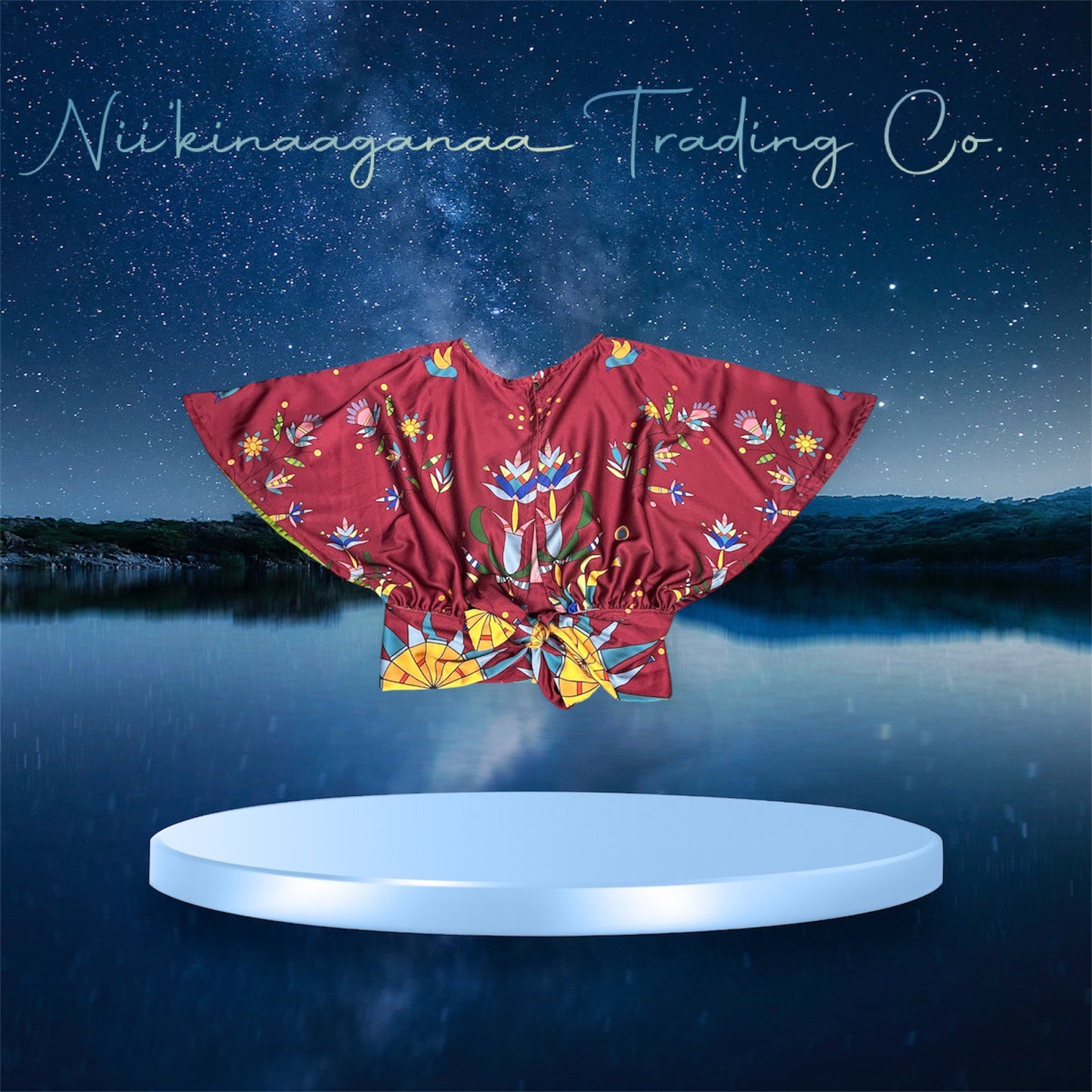 Women’s Satin Butterfly Sleeve Top - Nii’kinaaganaa Trading Co.